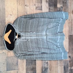 Hang Ten Beach Surf Wear Distressed Zip up Sherpa Hoodie Striped Sz Large Men